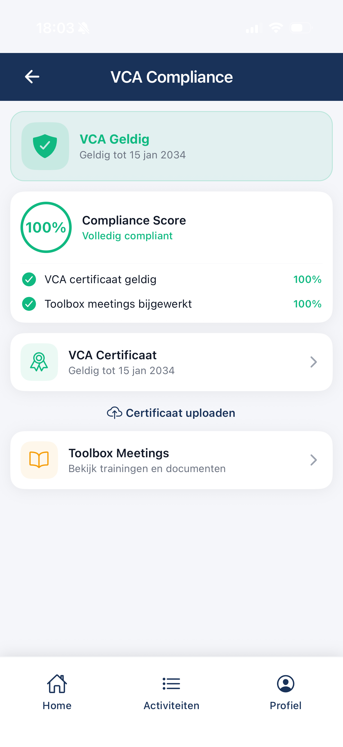 VCA Compliance in de app