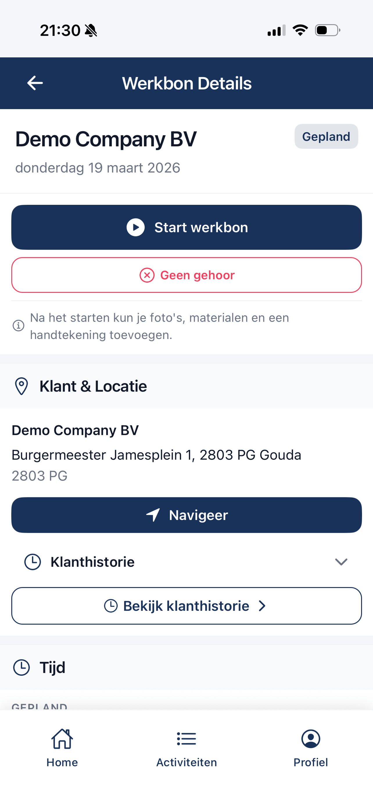 2LZ Werkbon detail met klantgegevens